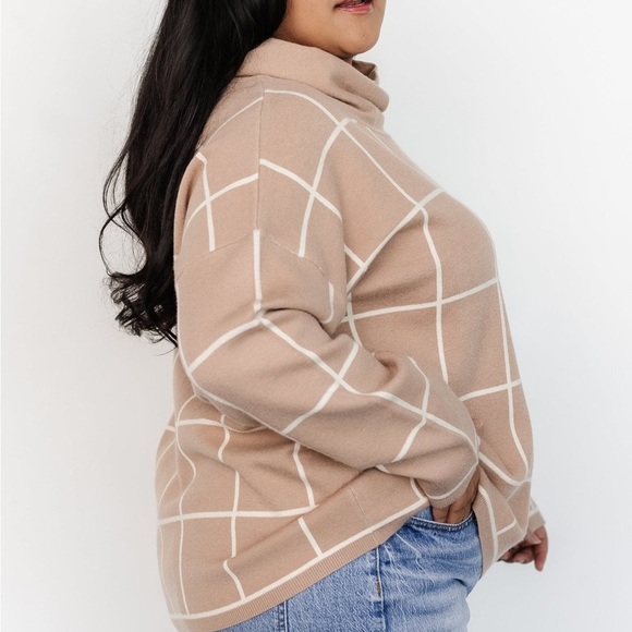 Baltic Born Tahoe Turtleneck windowpane sweater size 3X office cozy neutral work - Picture 16 of 16